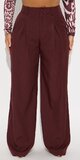 Čokoládové elegantné nohavice so širokými nohavicami