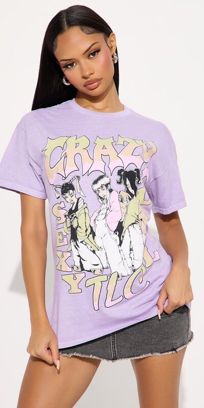 Fialové bavlnené tričko s potlačou a opraným efektom