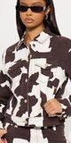 Hnedá rifľová bunda s leopardím golierom