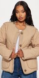Béžová prešívaná ľahká bunda so zapínaním na cvoky