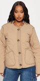 Béžová prešívaná ľahká bunda so zapínaním na cvoky