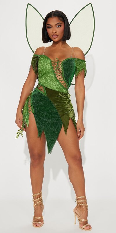 Zelený rozprávkový kostým so šatami a krídlami
