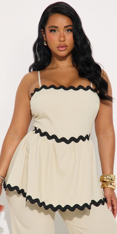 Béžový vzorovaný overal so širokými nohavicami a podšívkou