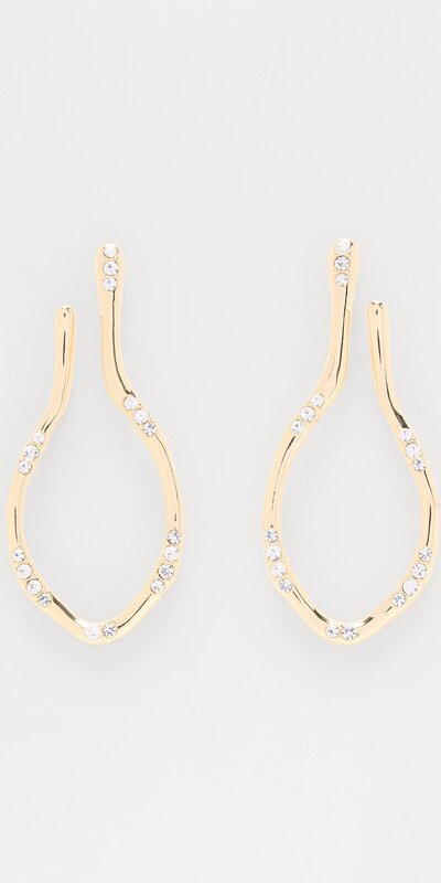 Zlaté visiace náušnice s krištáľovými kamienkami