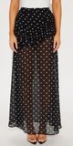 Čierno-biela maxi sukňa z jemného šifónu s bodkami