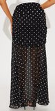 Čierno-biela maxi sukňa z jemného šifónu s bodkami