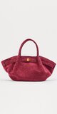 Bordová semišová satchel kabelka s mäkkým tvarom
