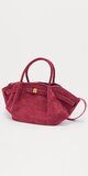 Bordová semišová satchel kabelka s mäkkým tvarom