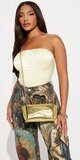 Zlatá metalická crossbody kabelka s elegantnou klopou