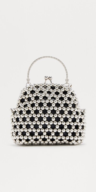 Luxusná perlová clutch kabelka so strieborným leskom