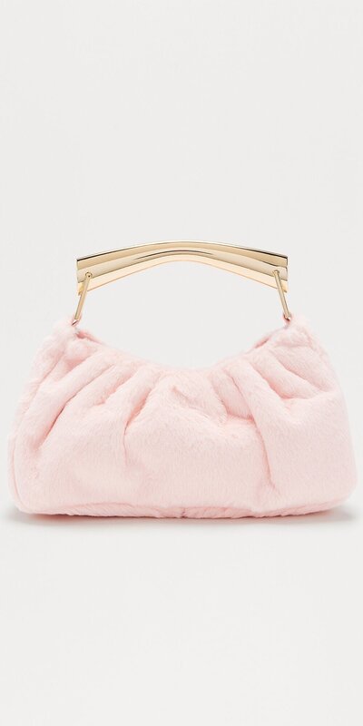 Satchel kabelka s ružovým kožušinovým povrchom