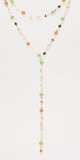 Zlatý lariat náhrdelník s viacfarebnými zelenými kamienkami