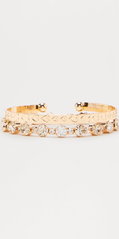 Zlatá 2-dielna súprava náramkov s jemným kamienkovým leskom