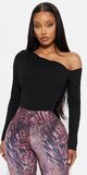 Čierne off-shoulder body s dlhými rukávmi