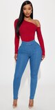 Bordové off-shoulder body s dlhými rukávmi