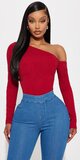 Bordové off-shoulder body s dlhými rukávmi