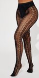 Čierne priesvitné pančuchy s elegantným dekoratívnym vzorom