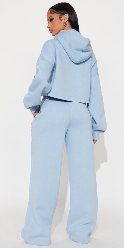 Svetlomodrá fleecová tepláková súprava s voľnými nohavicami