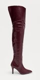 Bordové vysoké čižmy nad kolená s elegantnou špičkou