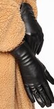 Čierne rukavice s elastickým detailom z umelej kože