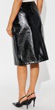 Midi sukňa z lesklého patentovaného materiálu v čiernej farbe