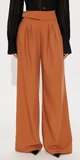 Široké nohavice s vysokým pásom v hnedej farbe