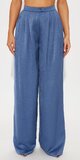 Široké nohavice s vysokým pásom v modrej farbe