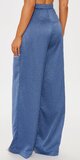 Široké nohavice s vysokým pásom v modrej farbe