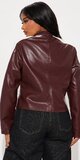 Biker bunda z umelej kože v bordovej farbe