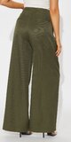 Elegantné nohavice so širokými nohavicami a vysokým pásom v zelenej farbe