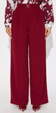 Úpletové nohavice so širokými nohavicami a pružným pásom v bordovej farbe