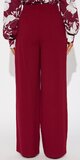 Úpletové nohavice so širokými nohavicami a pružným pásom v bordovej farbe
