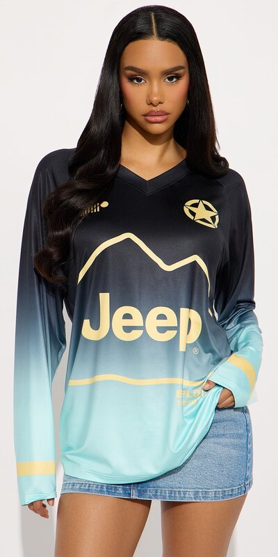 Tričko s dlhým rukávom a potlačou v modrej farbe