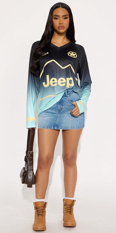 Tričko s dlhým rukávom a potlačou v modrej farbe