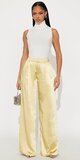 Saténové nohavice so širokými nohavicami v žltej farbe