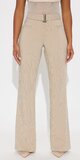 Pruhované nohavice s rovným strihom a opaskom v béžovej farbe