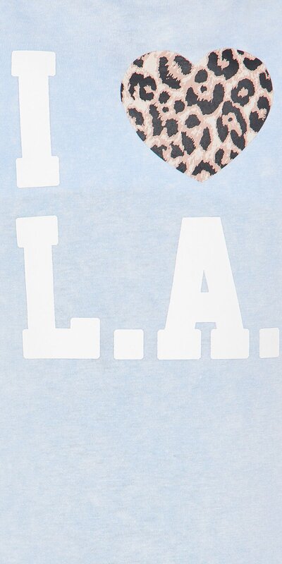 Oversize tričko s praným efektom a nápisom v modrej farbe