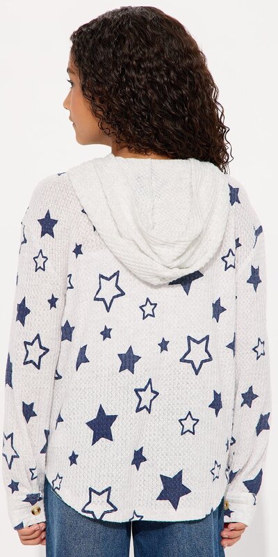 Mikinová bunda na gombíky s hviezdnym vzorom v šedej farbe