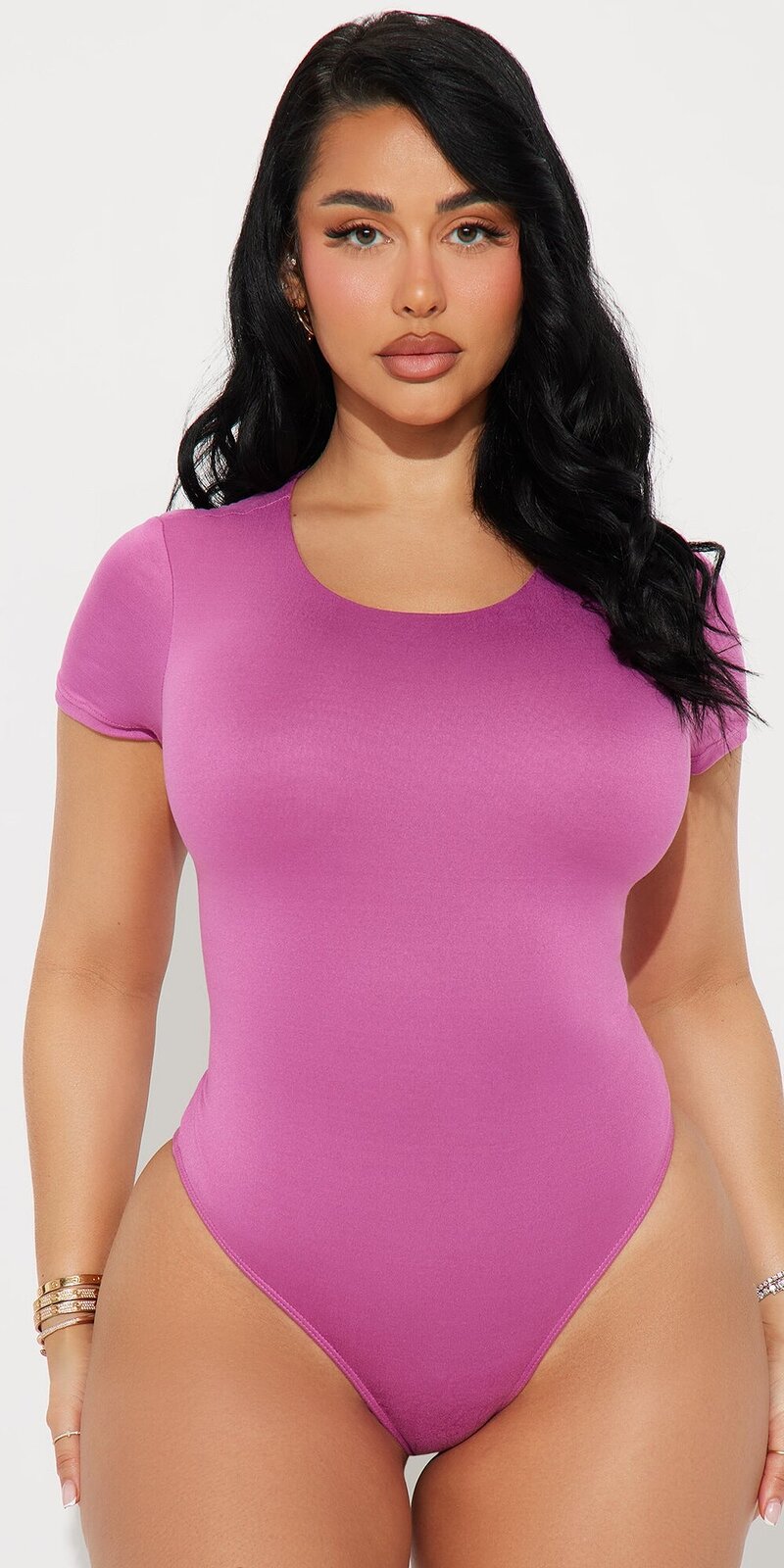 Dvojvrstvové body s okrúhlym výstrihom v ružovej farbe