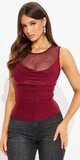 Top s vysokým výstrihom a riaseným detailom v bordovej farbe