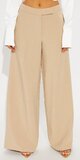 Elegantné nohavice so širokými nohavicami a vysokým pásom v béžovej farbe