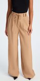 Twill nohavice so širokými nohavicami a vysokým pásom v béžovej farbe