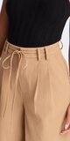 Twill nohavice so širokými nohavicami a vysokým pásom v béžovej farbe
