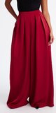 Saténové nohavice so širokými nohavicami v červenej farbe