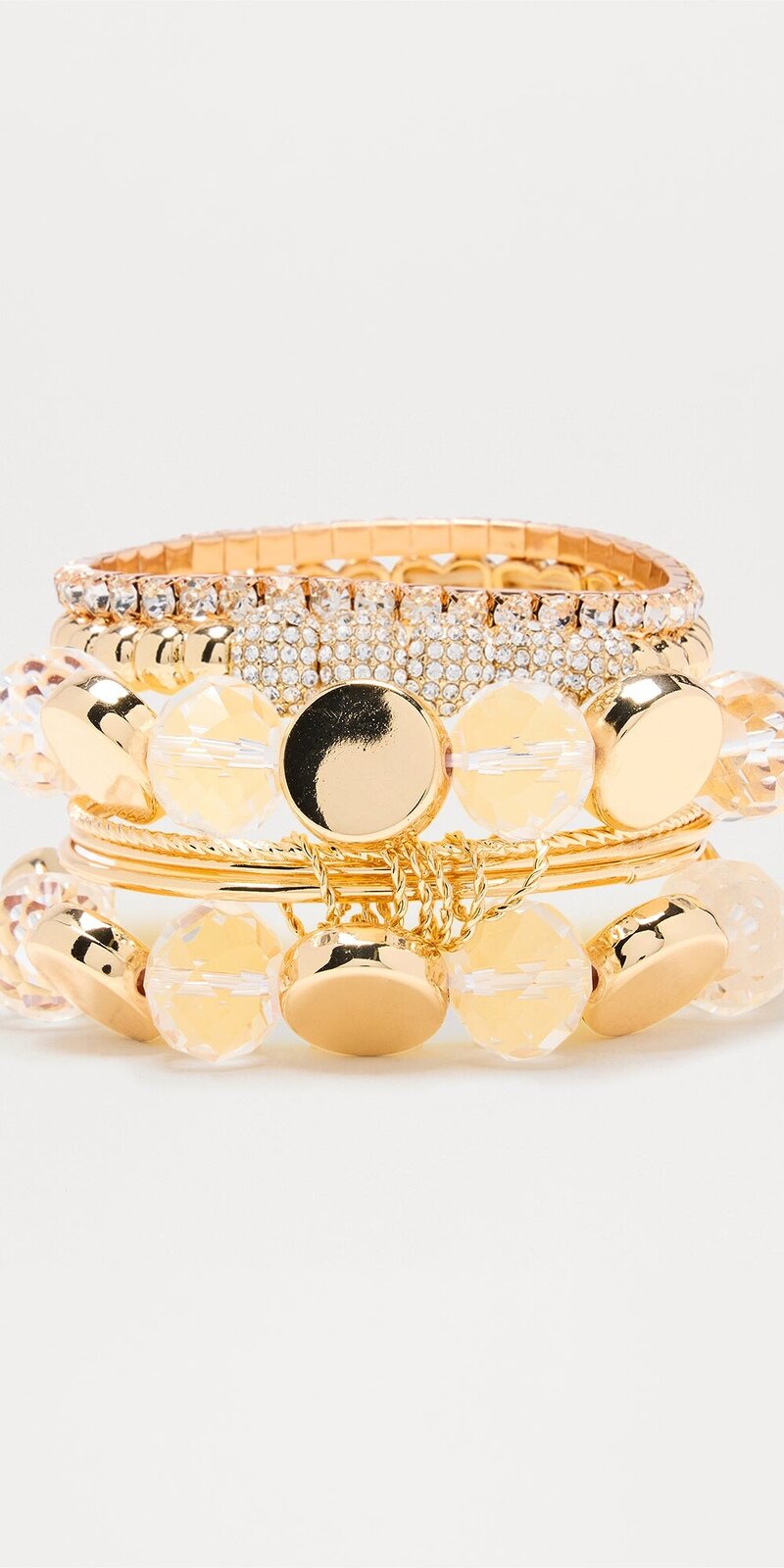 Set piatich náramkov s kamienkami v zlatej farbe