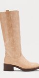 Vysoké čižmy po kolená s nízkym podpätkom v béžovej farbe