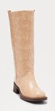 Vysoké čižmy po kolená s nízkym podpätkom v béžovej farbe
