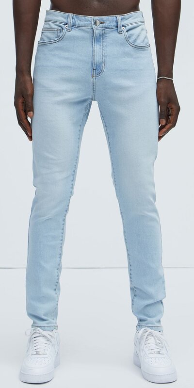 Pánske skinny rifle so svetlomodrým praním