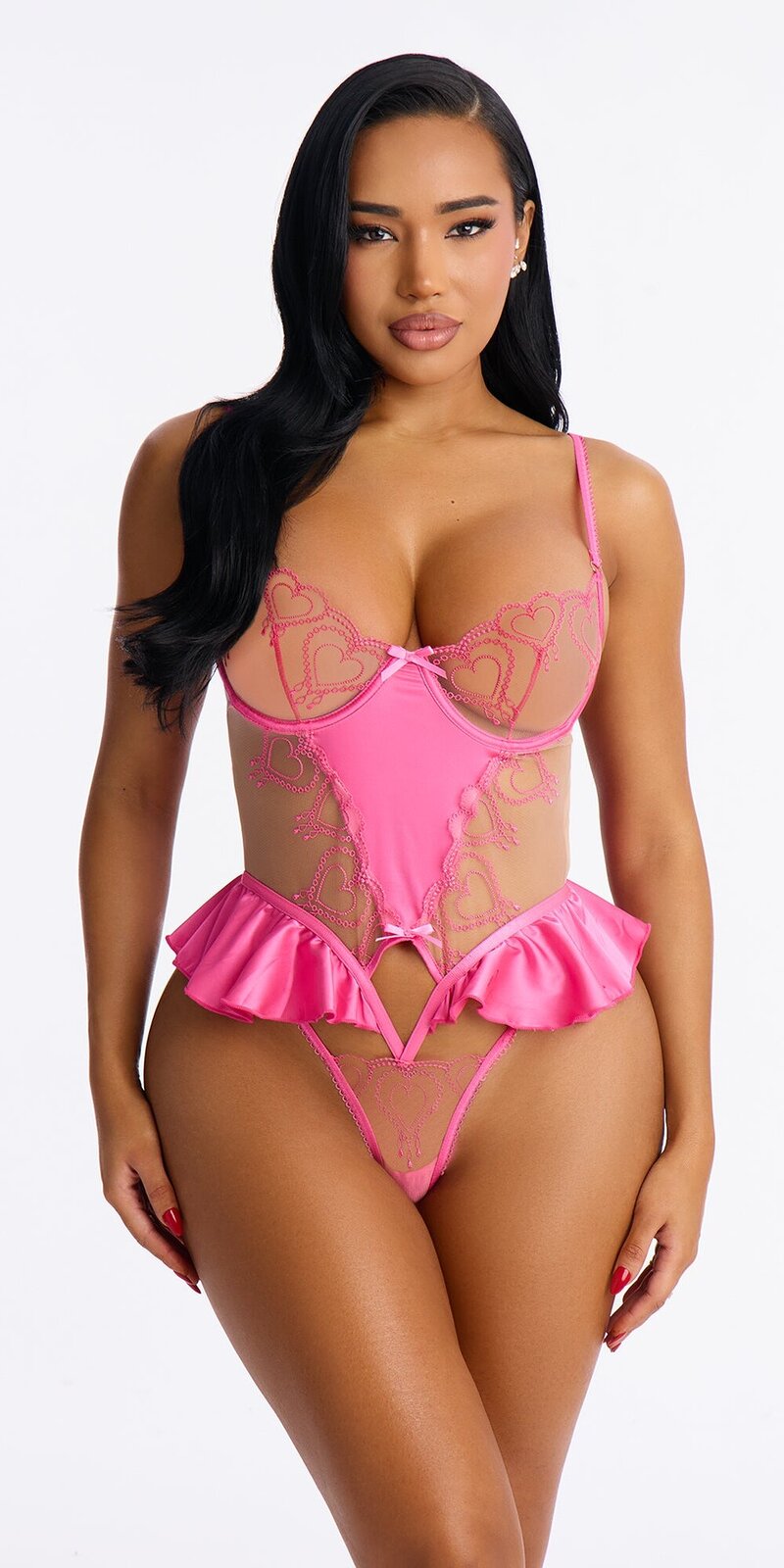 Vyšívané body zo sieťoviny v ružovej farbe