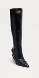 Čižmy po kolená s prackou v čiernej farbe